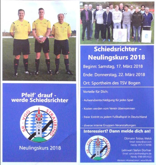 Flyer Neulingskurs Schiedsrichtergruppe Straubing