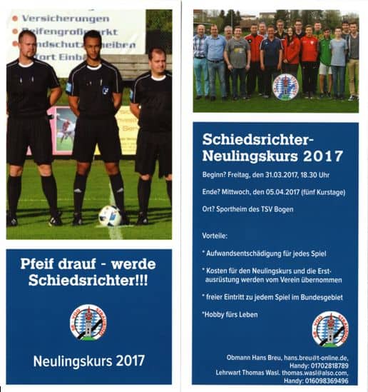 Flyer Neulingskurs Schiedsrichtergruppe Straubing